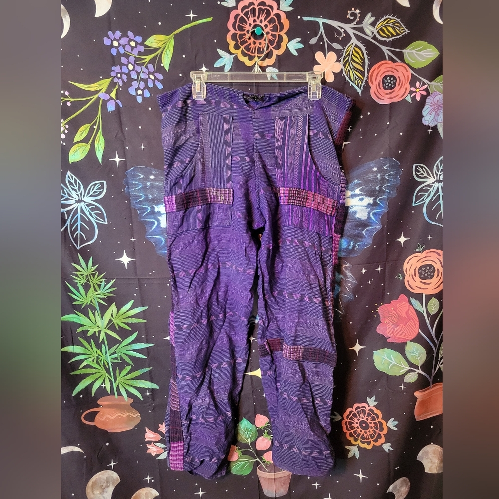Purple Patterned Patchwork Festival Pants